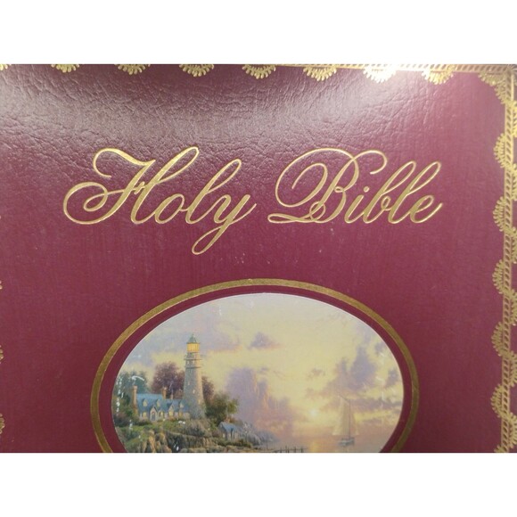 Thomas Kinkade Holy Bible Lighting the Way Home Family Marriage NKJV Red Letter - Picture 1 of 15